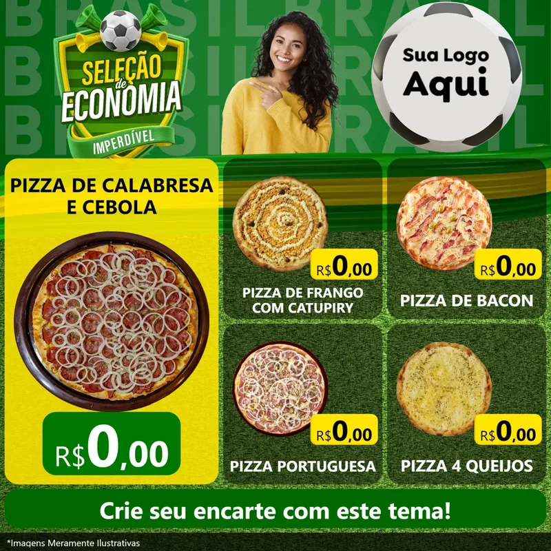 Modelo de Rede Social para Feed Facebook com o tema Seleção de Economia - Copa para Pizzaria