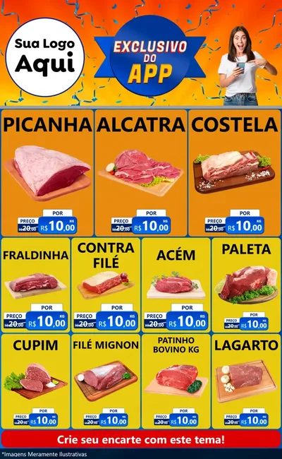 Modelo de Encarte para Encarte Grande com o tema Exclusivo do Aplicativo para Açougue