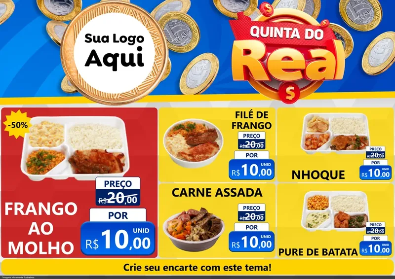 Modelo de Encarte para Encarte A4 Horizontal com o tema Quinta do Real para Restaurante