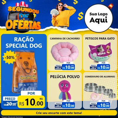 Modelo de Rede Social para Feed Facebook com o tema Segundou de Ofertas para Pet Shop