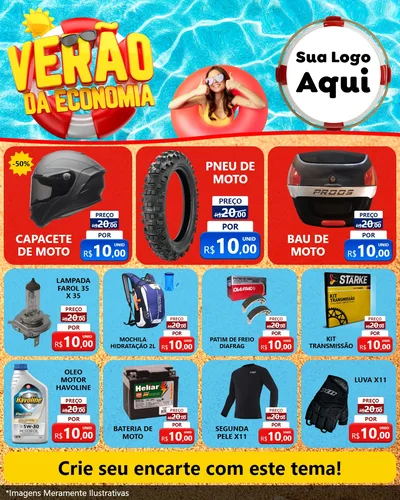 Modelo de Rede Social para Feed Instagram com o tema Verão da Economia para Moto peças