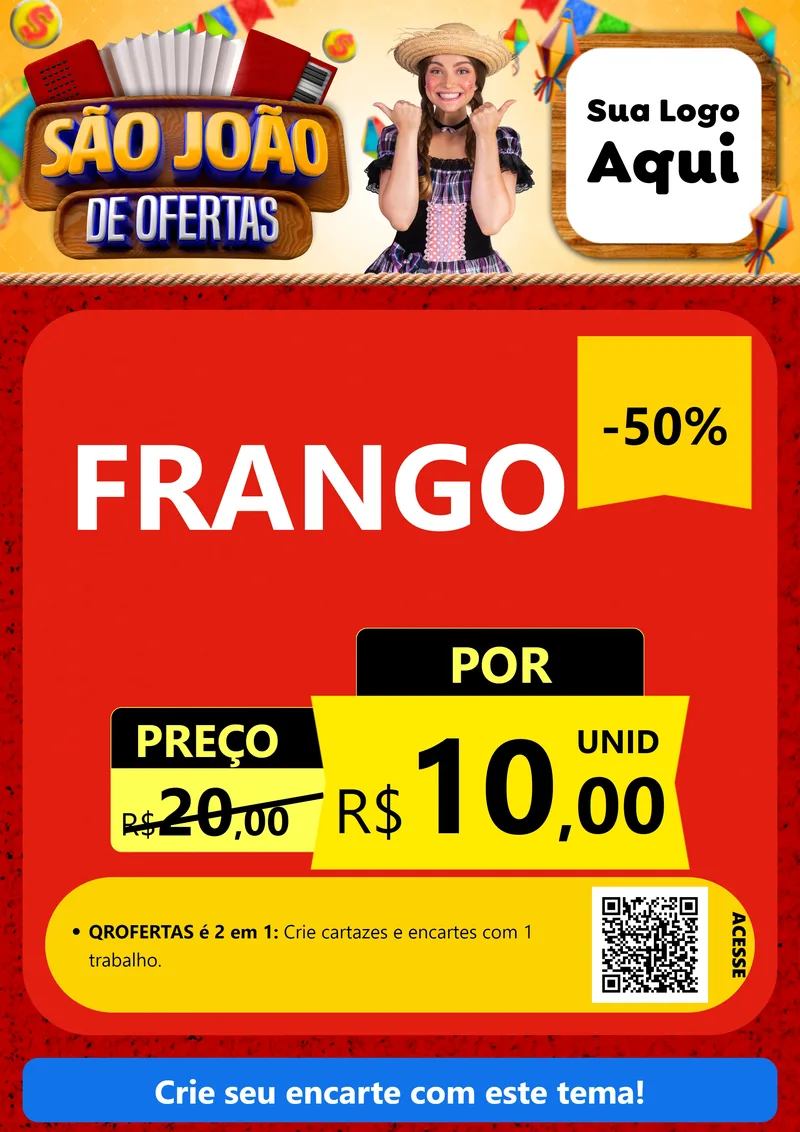 Modelo de Cartaz para Cartaz A4 Vertical com o tema São João de Ofertas para Assados