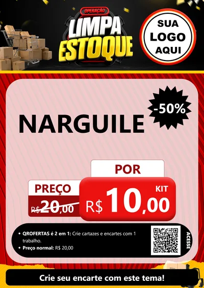 Modelo de Cartaz para Cartaz A4 Vertical com o tema Operação Limpa Estoque para Tabacaria