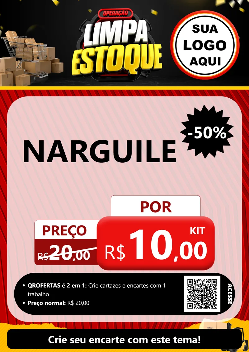 Modelo de Cartaz para Cartaz A4 Vertical com o tema Operação Limpa Estoque para Tabacaria