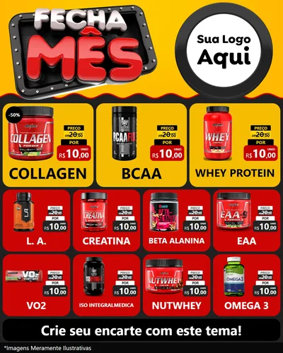 Modelo de Rede Social para Feed Instagram com o tema Fecha Mês para Suplementos alimentares