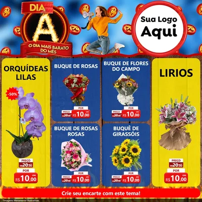 Modelo de Rede Social para Feed Facebook com o tema Dia A - O Dia Mais Barato Do Mês para Floricultura e jardim