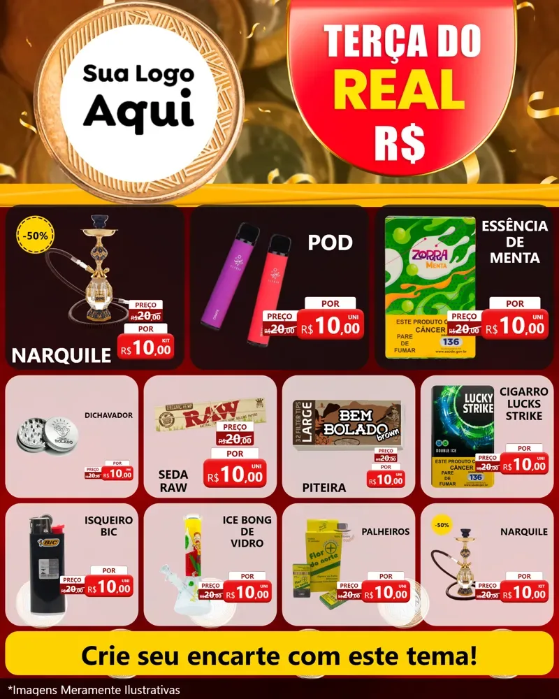 Modelo de Rede Social para Feed Instagram com o tema Terça do Real para Tabacaria