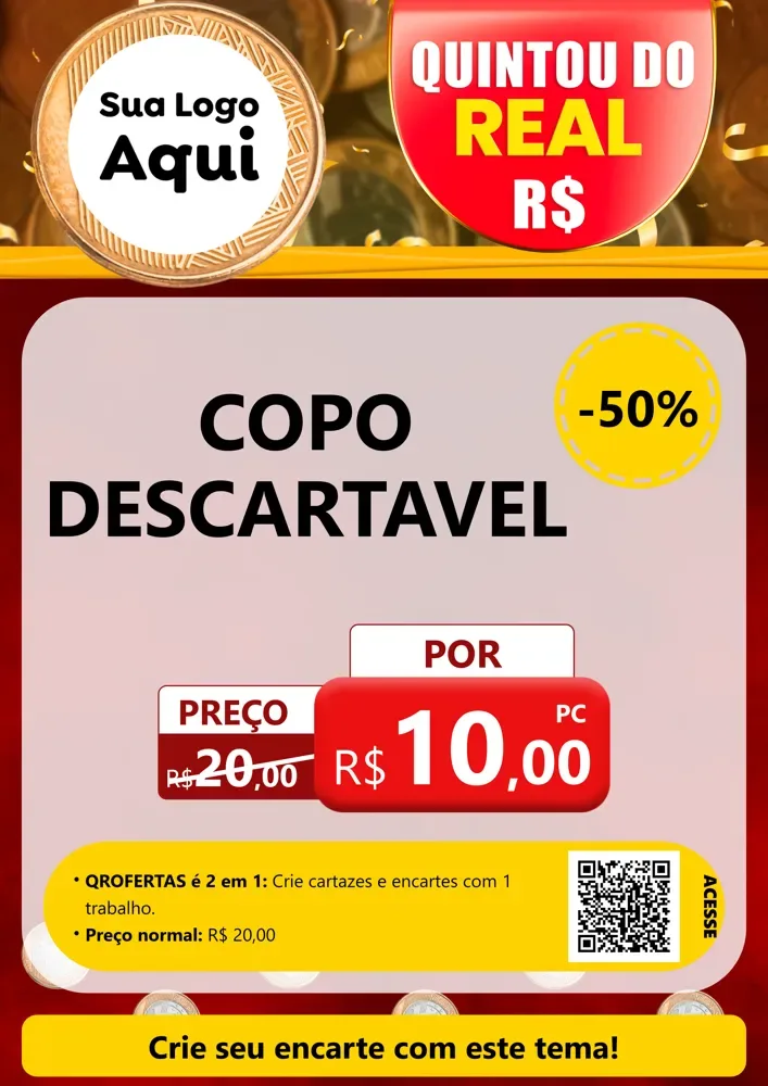 Modelo de Cartaz para Cartaz A4 Vertical com o tema Quintou do Real para Embalagens