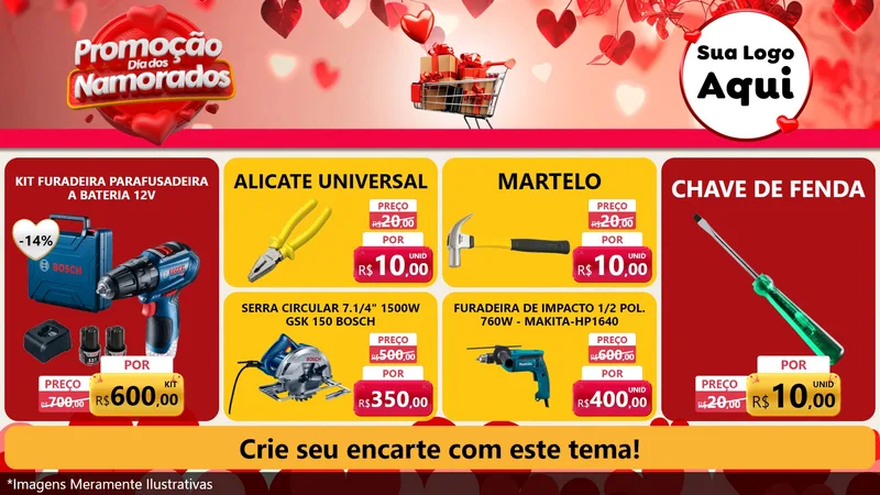 Modelo de TV para TV Horizontal com o tema Promoção Dia dos Namorados para Maquinas e Ferramentas