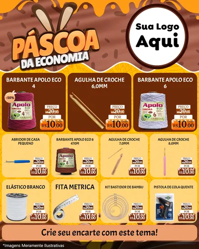 Modelo de Rede Social para Feed Instagram com o tema Páscoa da Economia para Armarinho e Aviamentos