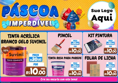 Modelo de Encarte para Encarte A4 Horizontal com o tema Páscoa Imperdível para Tintas e Ferramentas