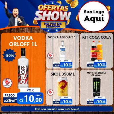 Modelo de Rede Social para Feed Facebook com o tema Ofertas Show No Fim De Semana para Distribuidora de bebidas