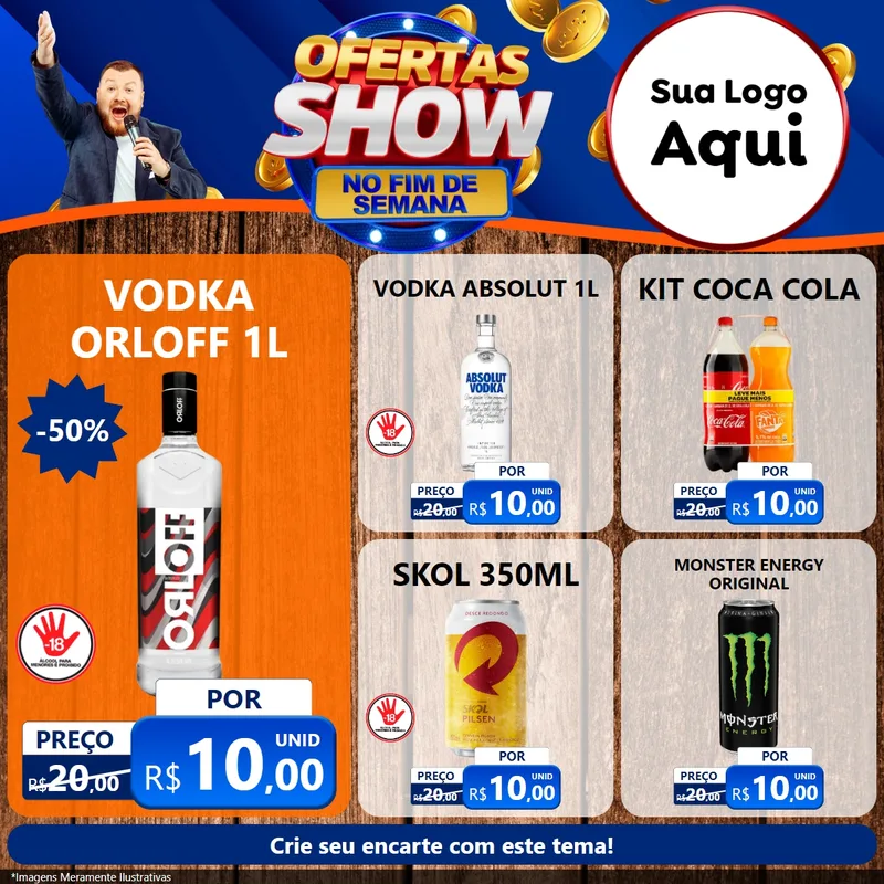 Modelo de Rede Social para Feed Facebook com o tema Ofertas Show No Fim De Semana para Distribuidora de bebidas