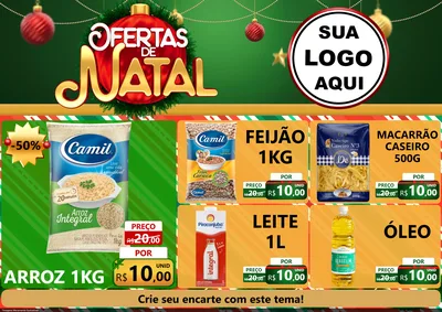 Modelo de Encarte para Encarte A4 Horizontal com o tema Ofertas de Natal para Supermercado