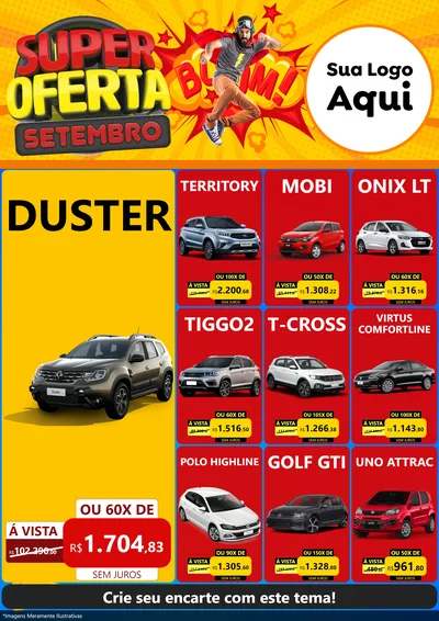 Modelo de Encarte para Encarte A4 Vertical com o tema Super Oferta Setembro para Concessionaria de Carros
