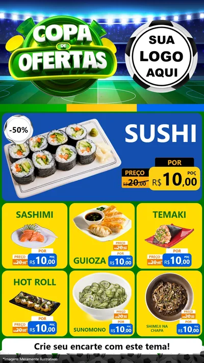 Modelo de Rede Social para Stories com o tema Copa de Ofertas para Comida japonesa