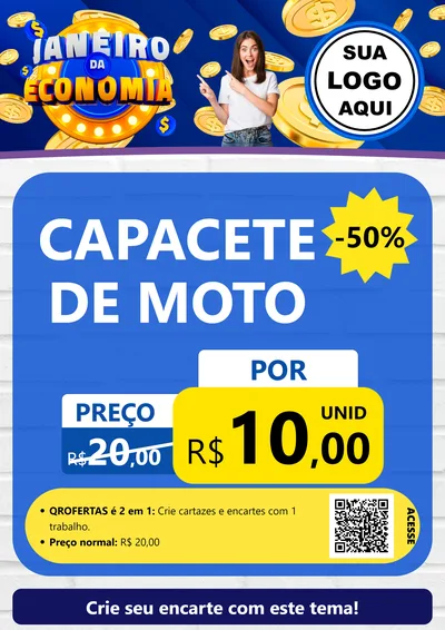 Modelo de Cartaz para Cartaz A4 Vertical com o tema Janeiro da Economia para Moto peças