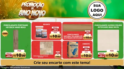 Modelo de TV para TV Horizontal com o tema Promoção de Ano Novo para Pisos e revestimentos