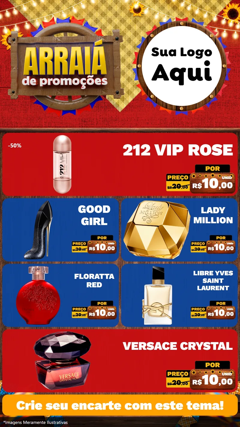 Modelo de TV para TV Vertical com o tema Arraiá de Promoções para Perfumes