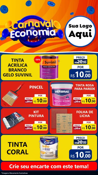 Modelo de TV para TV Vertical com o tema Carnaval da Economia para Tintas e Ferramentas