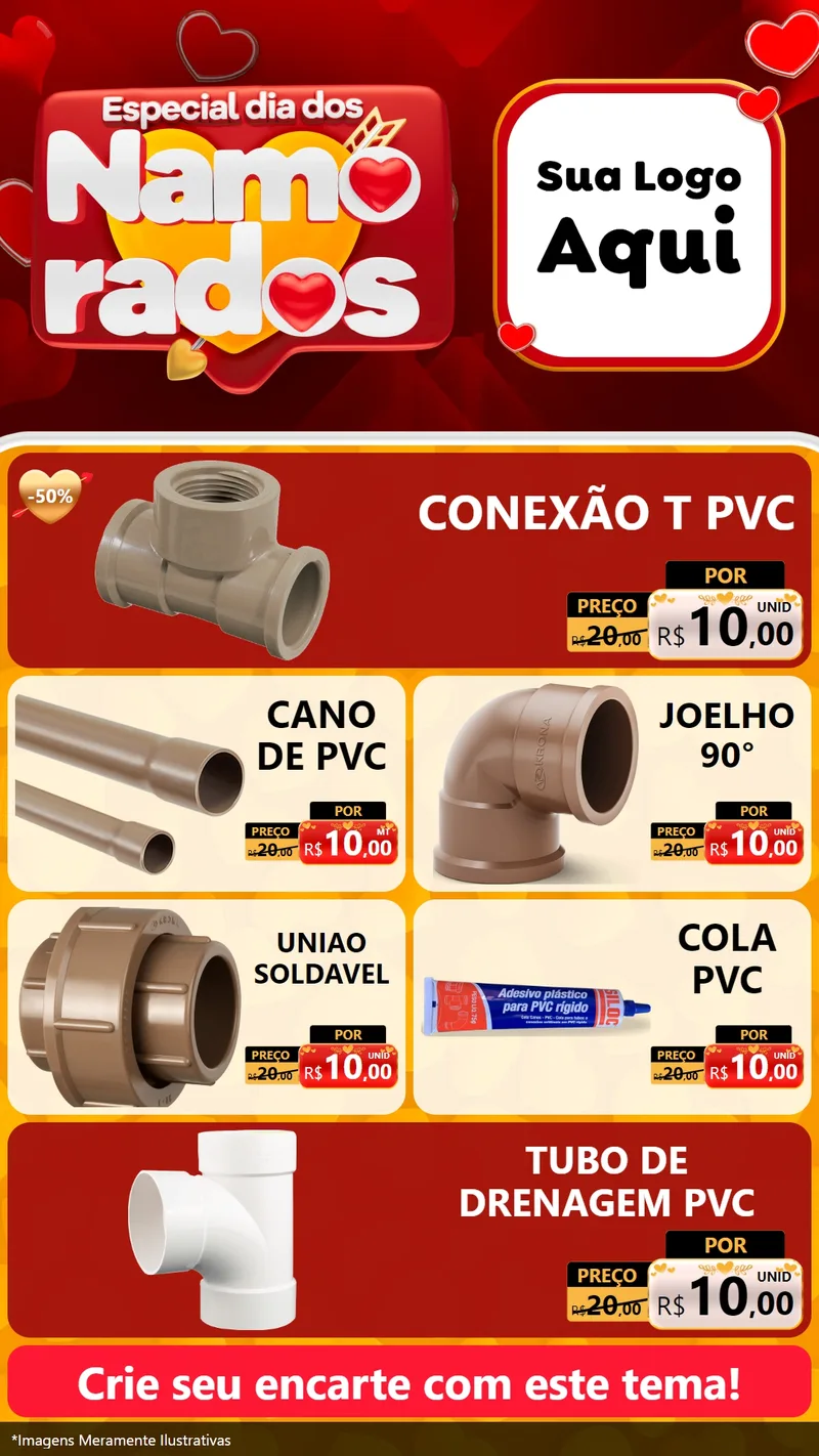 Modelo de TV para TV Vertical com o tema Especial Dia dos Namorados para Tubos e conexões