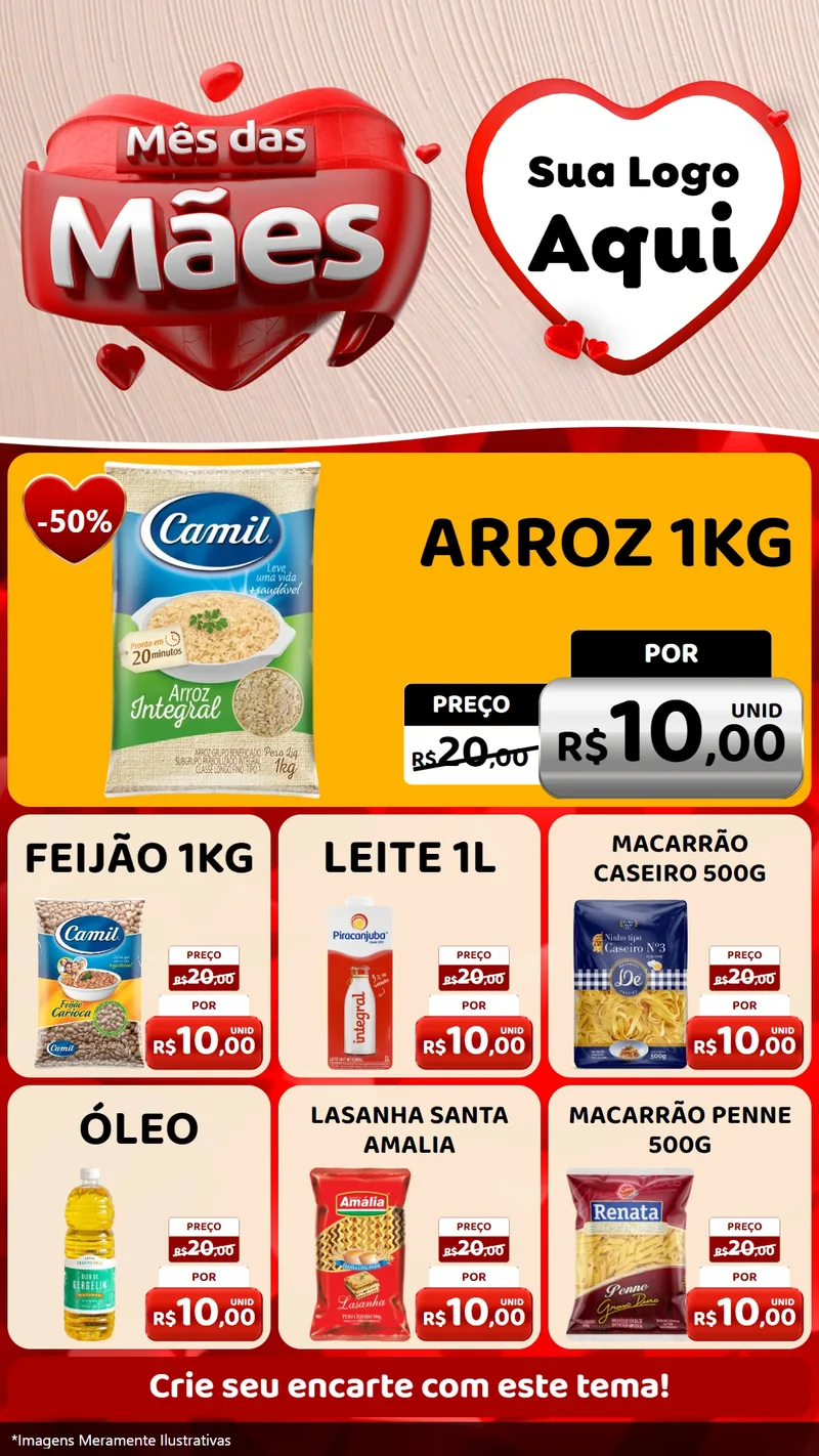 Modelo de Rede Social para Stories com o tema Mês das Mães para Supermercado