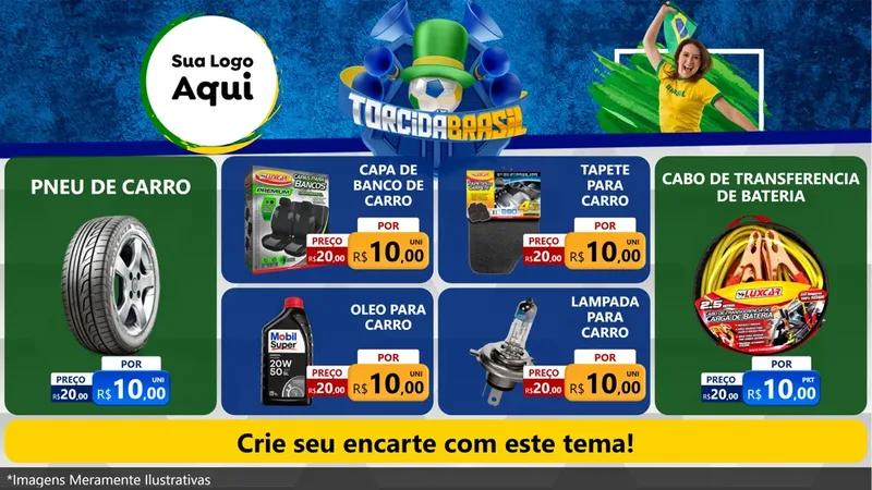 Modelo de TV para TV Horizontal com o tema Torcida Brasil - Copa para Auto peças