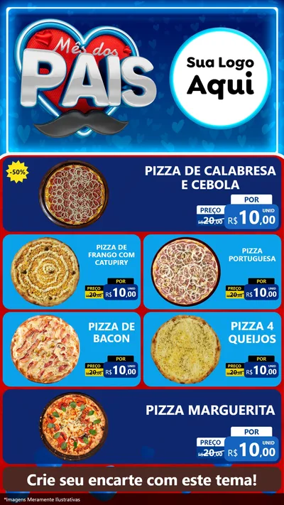 Modelo de TV para TV Vertical com o tema Mês Dos Pais para Pizzaria