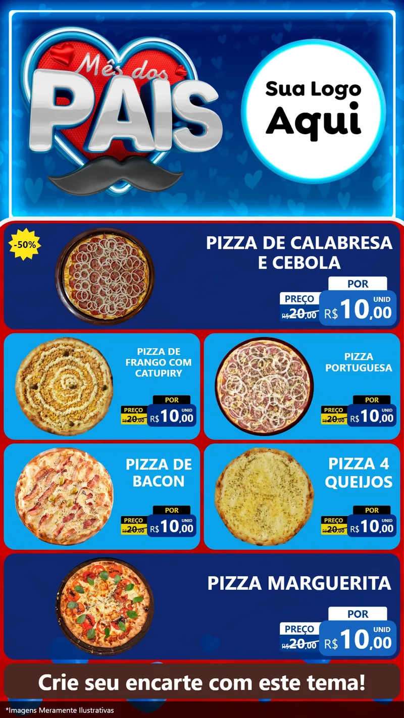 Modelo de TV para TV Vertical com o tema Mês Dos Pais para Pizzaria