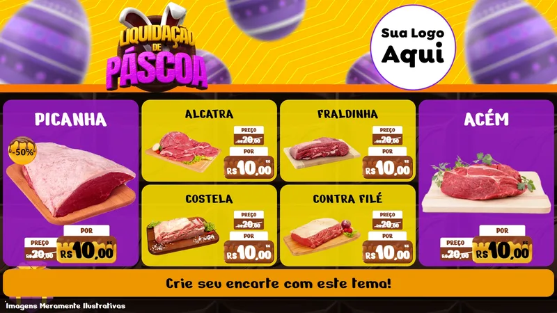 Modelo de TV para TV Horizontal com o tema Liquidação de Páscoa para Açougue