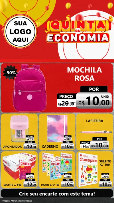 Modelo de Rede Social para Stories com o tema Quinta da Economia para Papelaria