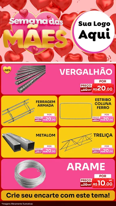 Modelo de TV para TV Vertical com o tema Semana Das Mães para Ferragens