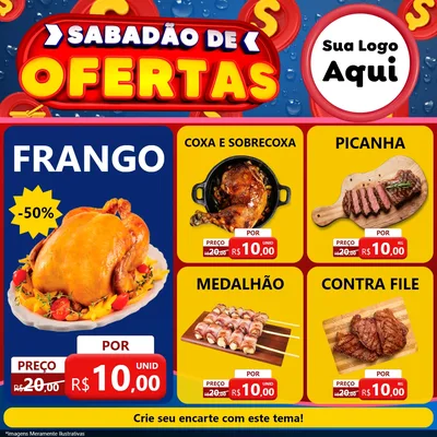 Modelo de Rede Social para Feed Facebook com o tema Sabadão de Ofertas para Assados