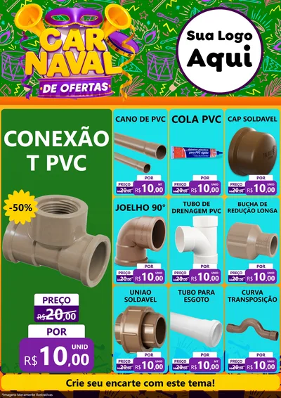 Modelo de Encarte para Encarte A4 Vertical com o tema Carnaval de Ofertas para Tubos e conexões