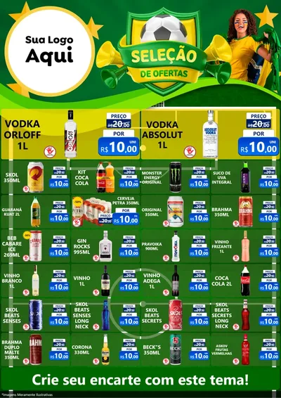 Modelo de Encarte para Encarte A4 Vertical com o tema Seleção de Ofertas - Copa para Distribuidora de bebidas