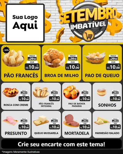 Modelo de Rede Social para Feed Instagram com o tema Setembro Imbatível para Padaria