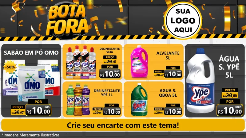 Modelo de TV para TV Horizontal com o tema Bota Fora para Produtos de Limpeza