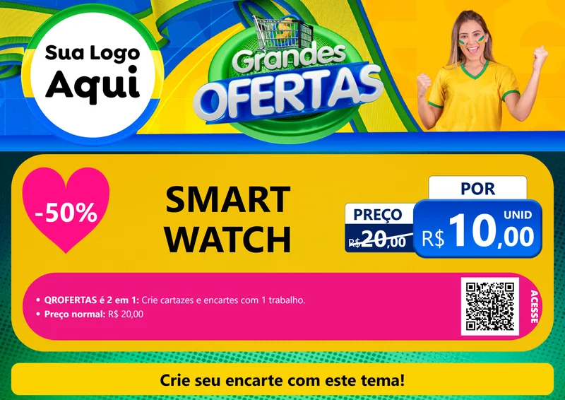 Modelo de Cartaz para Cartaz A4 Horizontal com o tema Grandes Ofertas para Informática