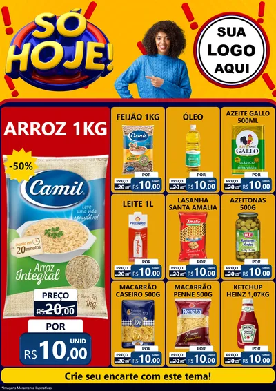 Modelo de Encarte para Encarte A4 Vertical com o tema Só Hoje! para Supermercado