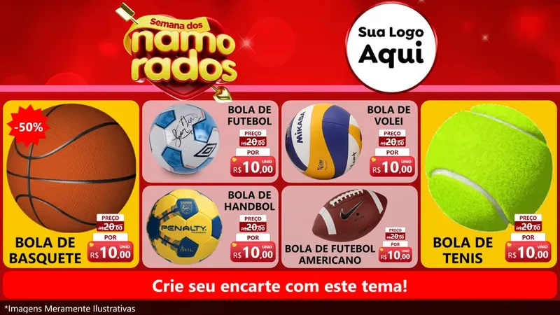 Modelo de TV para TV Horizontal com o tema Semana dos namorados para Artigos Esportivos
