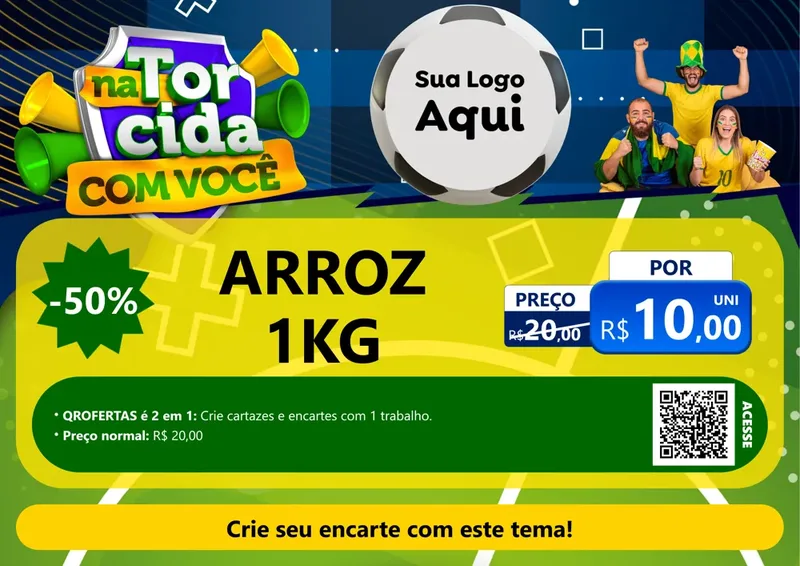 Modelo de Cartaz para Cartaz A4 Horizontal com o tema Na Torcida Com Você - Copa para Supermercado