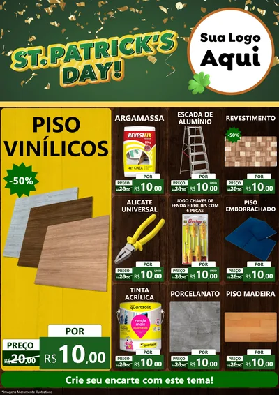Modelo de Encarte para Encarte A4 Vertical com o tema St Patriks Day para Material para Construção