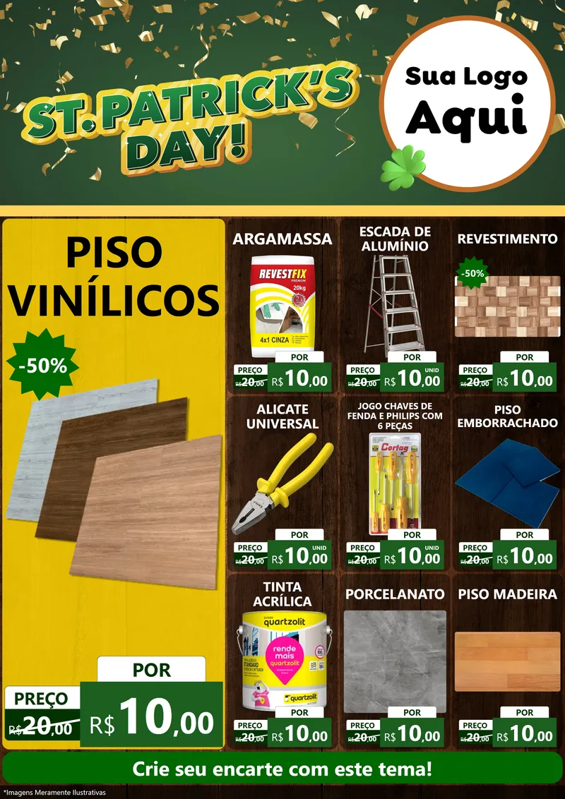 Modelo de Encarte para Encarte A4 Vertical com o tema St Patriks Day para Material para Construção