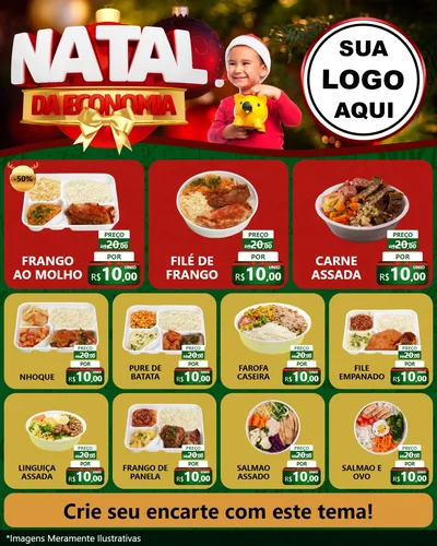 Modelo de Rede Social para Feed Instagram com o tema Natal da Economia para Restaurante