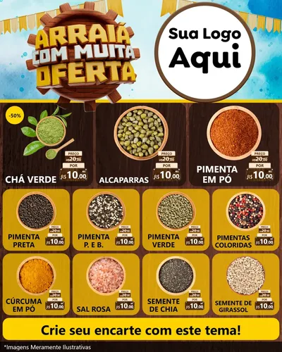 Modelo de Rede Social para Feed Instagram com o tema Ofertas de São João - Junina para Produtos Naturais