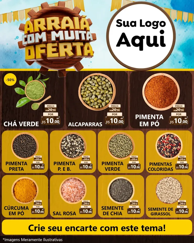 Modelo de Rede Social para Feed Instagram com o tema Ofertas de São João - Junina para Produtos Naturais