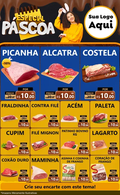 Modelo de Encarte para Encarte Grande com o tema Especial Páscoa para Açougue