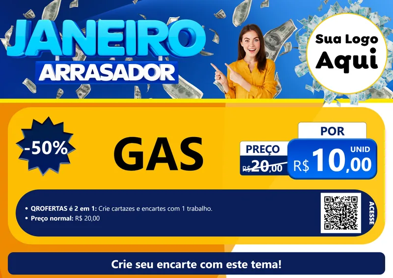 Modelo de Cartaz para Cartaz A4 Horizontal com o tema Janeiro Arrasador para Água e gás