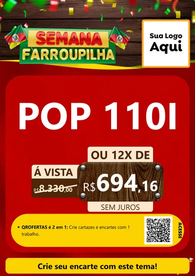 Modelo de Cartaz para Cartaz A4 Vertical com o tema Semana Farroupilha para Concessionaria de Motos