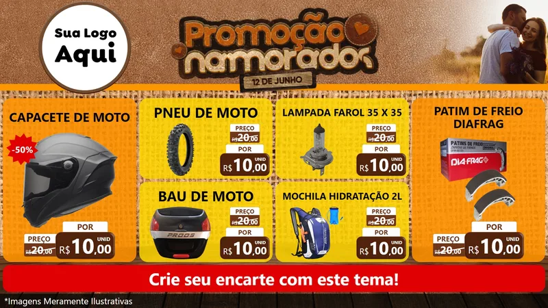 Modelo de TV para TV Horizontal com o tema Promoção Namorados para Moto peças
